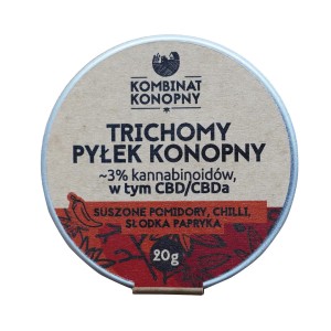 Trichomy – pyłek konopny ~3% kannabinoidów, w tym CBD/CBDa 20 g – suszone pomidory, chilli, słodka papryka