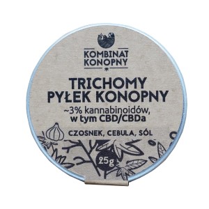 Trichomy – pyłek konopny ~3% kannabinoidów, w tym CBD/CBDa 25 g – czosnek, cebula, sól
