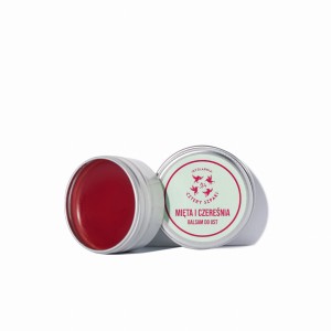 Mięta i Czereśnia - naturalny balsam do ust, sposób na suche usta, Cztery Szpaki, 15 ml