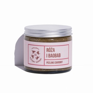 Naturalny odżywczy peeling Róża i Baobab z cukrem trzcinowym, Cztery Szpaki, 250 ml
